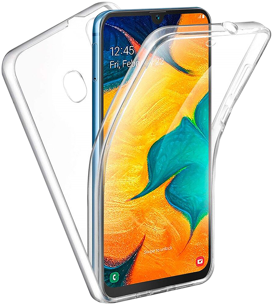 Samsung Galaxy A30 (SM-A305) kemény hátlap szilikon előlap 360 ° védelem átlátszó