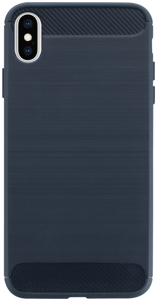 Apple iPhone XS Max ütésálló szilikon tok szálcsiszolt-karbon minta légpárnás sarok sötétkék