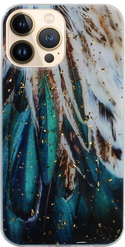 Apple iPhone 13 Pro Max kemény hátlap Gold Glam Feathers